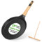 NutriChef Crepe Pfanne 28 cm – Marmorbeschichtete Antihaftpfanne mit Holzverteiler (Weiß) Induktionsgeeignet und spülmaschinenfest | Für Crêpes, Pfannkuchen und mehr