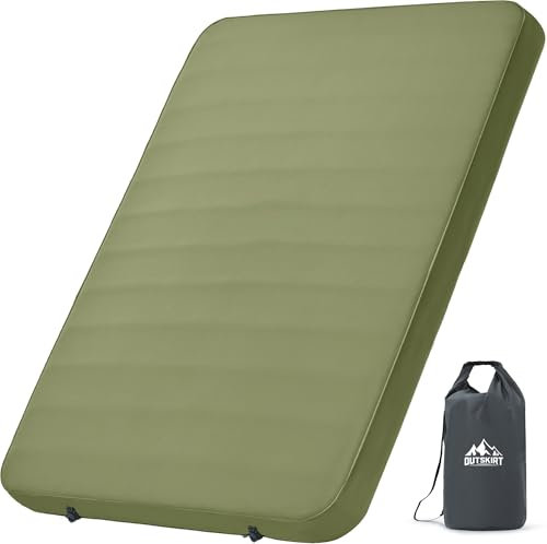 OUTSKIRT Isomatte Selbstaufblasend, 10cm Dicke Camping Matratze Selbstaufblasend mit Pumpsack, 9.5 R-Wert Schlafmatte Selbstaufblasend, Camping Schlafmatte für Zelt, Auto, LKW oder Van