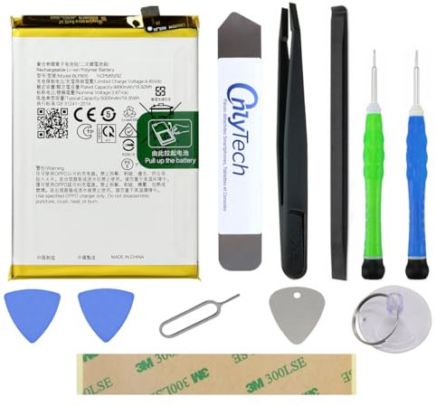 OnlyTech - Batterie Premium de Remplacement pour Le Oppo A54S / A54 5G / A16 / A16S / A54S / A74 5G / A53 / A53S - 5000mAh - Qualité identique au modèle BLP805 avec kit de réparation 10 Outils