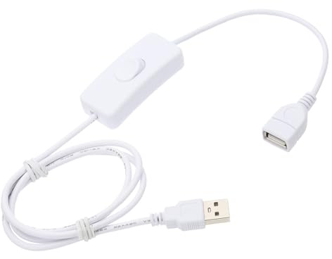 QUARKZMAN USB-Kabel mit Ein/Aus-Kippschalter, USB-Stecker auf USB-Buchse Verlängerungskabel 1,0m Weiß, für LED-Schreibtischlampe LED-Streifen