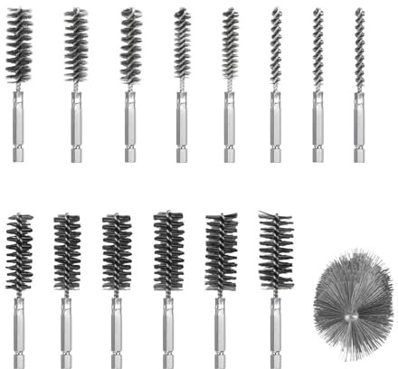 Juego de 14 cepillos de alambre de acero inoxidable con mango hexagonal de 1/4 pulgadas para herramientas de limpieza, lavado y pulido de taladros eléctricos