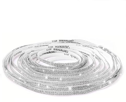 Youzzei Ruban de strass autocollant de 5 m - Ruban à paillettes pour décoration intérieure de voiture, loisirs créatifs, cadeau, téléphone, mariage (blanc)