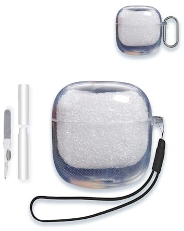 Case Cover for Soundcore by Anker P20i True Wireless Earbuds,WUNIAK Clear Soft TPU Protective Cover with Keychain and Cleaner Kit for Women Men Shockproof Skin,Clear