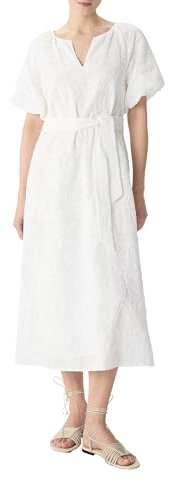 Comma Midi-Kleid aus Viskose mit Stickerei und Ballon-Ärmeln