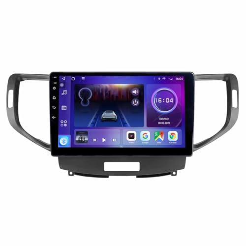 Car Stereo Radio para coche pantalla táctil Android 14 de 9 pulgadas y 2 DIN para Honda Accord 2008-2012 Bluetooth navegación GPS Carplay controles en el volante cámara de visión trasera AHD(F3(6+128G