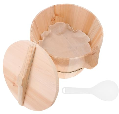 DOITOOL Vaporera de Madera Natural Beige y Antiquemaduras con Tapa y Diseño de Fondo Móvil, Fácil de Limpiar Adecuado para Cocina Doméstica