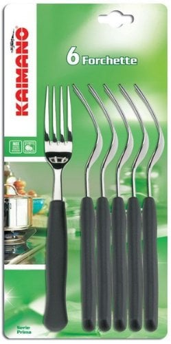 Kaimano KTS790106N Italicus Forchette, Acciaio Inossidabile, Nero, 6 unità