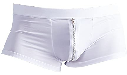 Orion Herren Pants - sexy Boxershorts mit Reißverschluss vorne, Unterwäsche für Männer, elastische Unterhose in weiß (XL)