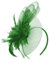 Serre-tête bibi vert émeraude avec fleurs pour mariage, courses d'ascot, chapeau et plumes