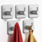 Auxmir Ganchos Adhesivos para Pared, Acero Inoxidable Colgador Toallas sin Taladro, Toalleros Autoadhesivo Extrafuerte para Baño Cocina Albornoz Trapos, Gris, 6 Piezas