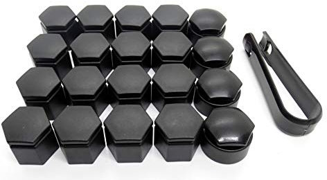 Partsdealers Wheel Nut Bolt Covers For AUDI Q7 2006-2015 19mm LOCKING CAPS WITH TOOL MATTE BLACK