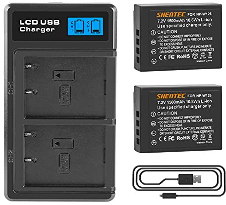 2X Shentec Akku NP-W126 1500mAh für Fujifilm NP-W126 NP-W126 NP-W126S Fujifilm X-Pro1 X-Pro2 X-T1 X-T2 X-T3 X-T10 X-T20 X-T30 X-T100 X-T100