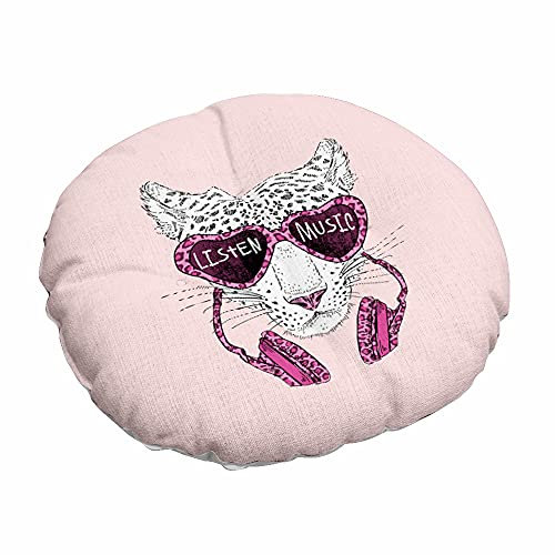 Morbuy Stuhlkissen Runde Sitzkissen Nordic Tiermuster Atmungsaktiv Baumwolle Leinen Tatami Komfortable Stühle Bodenkissen Sitzauflagen für Outdoor Garten Office Sessel (40x40cm,Mode Leopard)