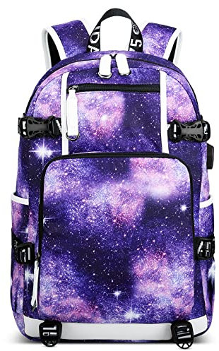 DORRISO Zaino Ragazzi Uomo Zaino per Laptop da Viaggio Adatto per Laptop da 14 pollici Zaino da Lavoro con Porta di Ricarica USB Outdoor College Viaggio Causale Grande Capacità Zaino Viola