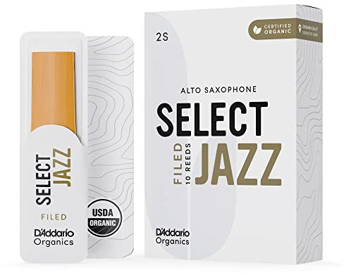 D'Addario Organisch Select Jazz Filed Alto Saxophon-Stimmzungen - Saxophonrohre - 2 Weich, 10 Packung