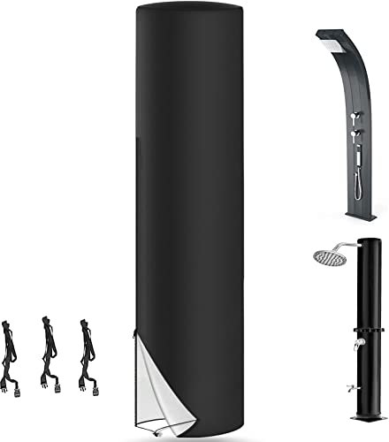 LMYDIDO Funda Ducha Solar Exterior 220 x 67 cm, 420D Impermeable Antipolvo Protector Solar de Jardín con Cordón de Ajuste y Bolsa de Almacenamiento