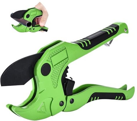 TOOLZILLA Plastic Pipe Cutter Green - Precision PVC Tube Cutter - Effortless Cutting of Plumbing Pipes and Tubes - Professional Grade Tool for Plastic, Vinyl - Ergonomic Non-Slip Handle & Safety Lock
