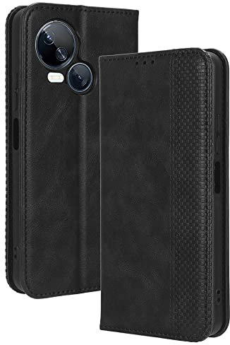 BellaCase Tecno Spark 10 5G Coque [Étui Portefeuille] [Fonction Support] [Slots pour Cartes] [Couverture à Rabat Magnétique] Compatible avec Le Smartphone Tecno Spark 10 5G(Noir)