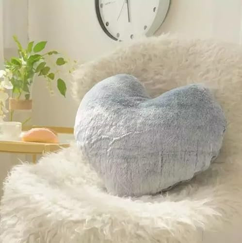 HomeRelax&Style Herzkissen » Kuschelkissen 45 x 45 cm » weiches Herz Kissen » Dekokissen » Zierkissen aus Kunstfell mit Reißverschluss (Grau)