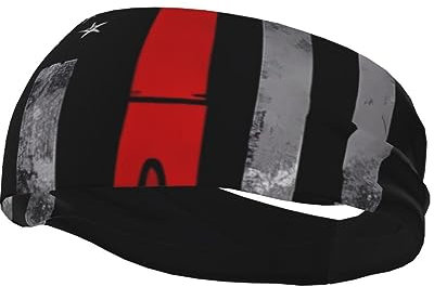 Firefighter Axe Red Line Flag Sports Headbands For Men Women Elastic Sweatband Moisture Wicking Head Band Workout Hair Band For Running Fitness Training