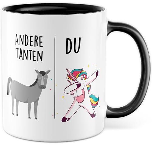 Tasse Tante Geschenk Andere Tanten - Du, Kaffeetasse Tante Geschenk für Frauen Ehe Hochzeit, Geschenkidee Frau Geburtstag Weihnachten Patentante Familie Kaffee-Becher (Weiß/Schwarz)