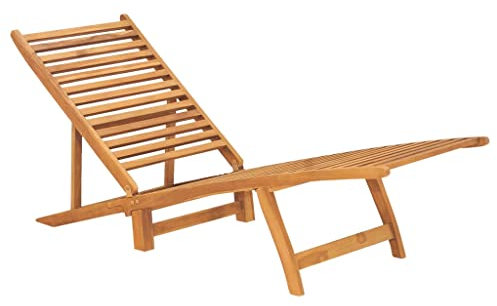 YUHI-HQYD Sonnenliege,Relaxliege,Liege aus Holz,Freizeitstuhl für draußen,Terrassen-Freizeitstuhl,Gartenmöbel,Strandliege,Zusammenklappbar,Verstellbare Rückenlehne in 3 Positionen, Massivholz Teak