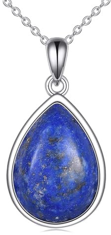 POPLYKE Lapis Lazuli Halskette für Frauen Sterling Silber Lapis Lazuli Halskette Teardrop Lapis Lazuli Schmuck Geschenk für Mädchen (Lapis Lazuli)