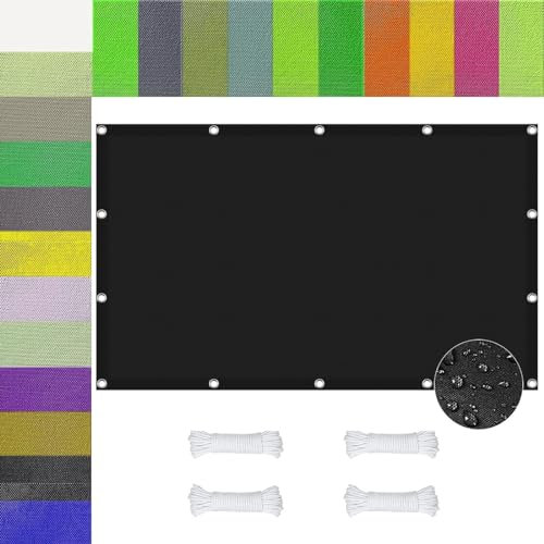 Sonnensegel Wasserdicht Rechteckig 2 x 5.5 m PES Polyester Sonnenschutz Windschutz Sonnenschutz- Und Wetterschutz-Markise mit Seilen für Außenbereiche Wie Garten Und, Schwarz