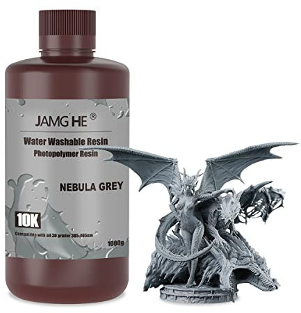 10K Water Washable Resin 6kg JAMG HE for LCD DLP SLA 405nm Printer UV-Curing Photopolymer Rapid High Precision Low Odor Standard Resin (Grey)