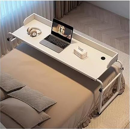 Tavolo da letto regolabile in altezza con ruote per letto doppio/matrimoniale/matrimoniale/king size, tavolo medico con postazione di lavoro in piedi e vassoio per alimenti