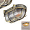 HOFSTEIN Außendeckenleuchte Godel, Außendeckenlampe aus Metall/Riffelglas in Schwarz/Gold/Klar, Deckenleuchte für draussen im Industrial/Vintage-Design für Eingangsbereich, Balkon, Terrasse, E27, IP44