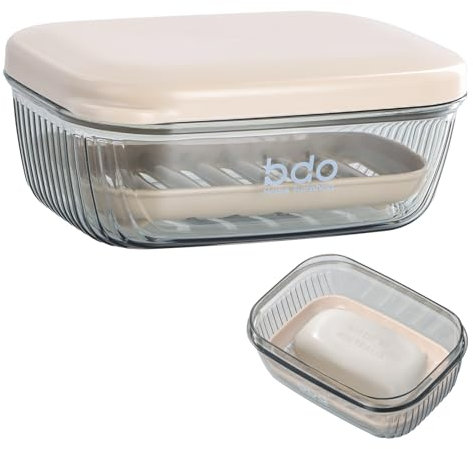 Rapidbok Boîte à Savon Noire Transparente en Polypropylène Rectangulaire, Porte-Savon Amovible étanche de Voyage avec Couvercle et égouttoir pour Salle de Bain, Voyage, Camping
