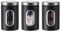 kiss me 3 Pack Tea Coffee and Sugar Canisters Set, Stainless Steel Biscuit Tin Kitchen Canisters Set With Visible Window For Home, Kitchen, Counter (Black)