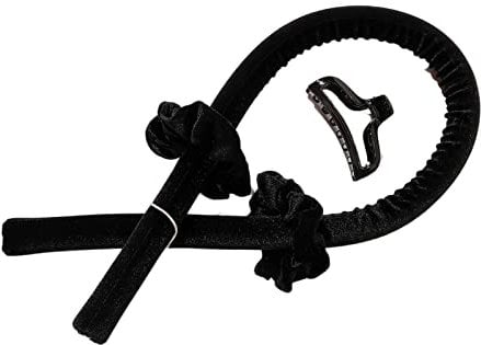 Heatless Curling Rod Headband Foam Iron Curler Ribbon Set, Silk Hair Rollers for Long Hair, No Heat Soft Curls, Portable DIY Tools for Women, Girls - Great - Black