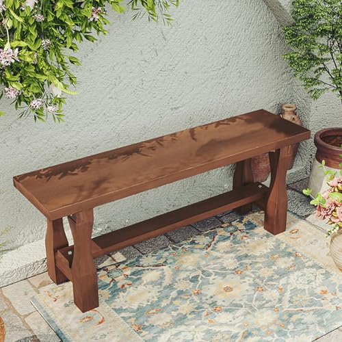 SFJATTA Holzbank Massiv ohne Lehne Küchenbank Essbank, mit Massivholzbeinen Küchenbank, Massiv-Holz Akazie Holz-Bank, für Esszimmer, Flur, Garderobe(Walnut,120 * 42cm/47.2 * 16.5in)