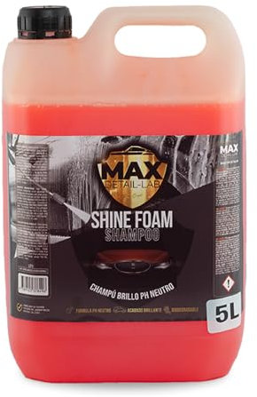 MAX DETAIL-LAB - Shine Foam 5L - Champu Espuma Activa PH Neutro para Lavado Coche, Acabado Brillante, Jabon Concentrado, Kit Limpieza Exterior Detailing Profesional Coche Moto 5 Litros