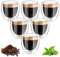 GEGNNS 6 tazas de café de cristal, 250 ml, vasos de doble cristal, vidrio borosilicato vasos de café de doble pared para leche, café, avena, yogurt