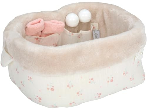 Arias Elegance Babykorb mit Zubehör, 10 x 1 cm, inkl. Schwamm, Schnuller mit Kette, eine Windel, EIN Paar Socken, Zwei magische Flaschen und Zwei Flaschen, Spielzeug für Kinder ab 3 Jahren (ARI6334)
