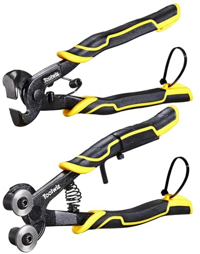 Toolwiz Fliesenschneider mit Mosaikzange (2-tlg) Präziser Mosaikzangen Set - Rollschneider mit Räder für Mosaiksteine Porzellan Mosaik Fliesen Keramik Glas Buntglas Spiegel - Basteln Profi DIY