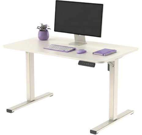 Spacetronik Höhenverstellbarer Schreibtisch 100x60 cm | Schreibtisch Höhenverstellbar Elektrisch mit Memory Funktion, Ergonomischer Steh-Sitz Tisch Computertisch, Beige