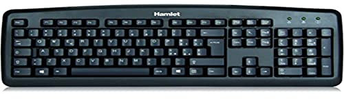 Hamlet XKK100ITA Black Soft Touch USB ultra slim design KEYBOARD, USB, QWERTY, 1.5 m, 445 x 150 x 26 mm, CE, FCC, RoHS, Windows 98 SE, 2000, ME, XP, Vista (teclado QWERTY)