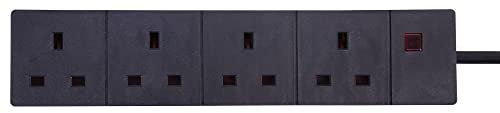 PRO ELEC PELB1522 4 Gang Extension Lead 10m, Black