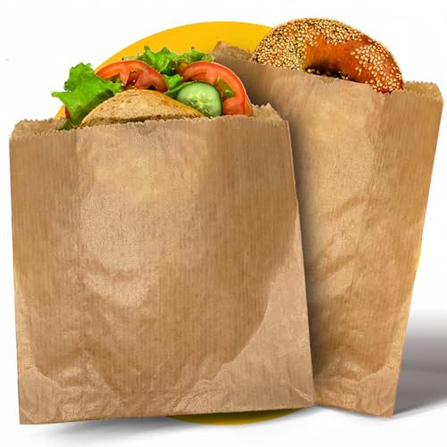 Simplelifeco UK 100 Light, Reinforced Paper Sandwich Bags (8 x 8”) Brown Paper Food Bags for Lunch & Snacks