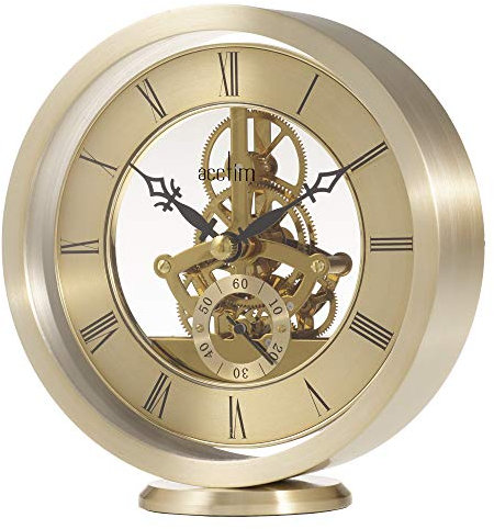 Acctim Millendon 37028 Kaminuhr, rund, Skelett, goldfarben