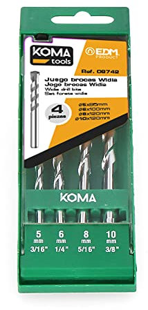 Koma Tools 08742 Juego de Brocas de Widia Estándar, Plateado, 4 unidades