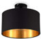 B.K.Licht - Deckenlampe mit Lampenschirm aus Stoff, E27 Fassung, max. 60 Watt, Deckenleuchte, Lampe, Wohnzimmerlampe, Schlafzimmerlampe, Küchenlampe, Deckenbeleuchtung, Retro, 30x24 cm, Schwarz-Gold