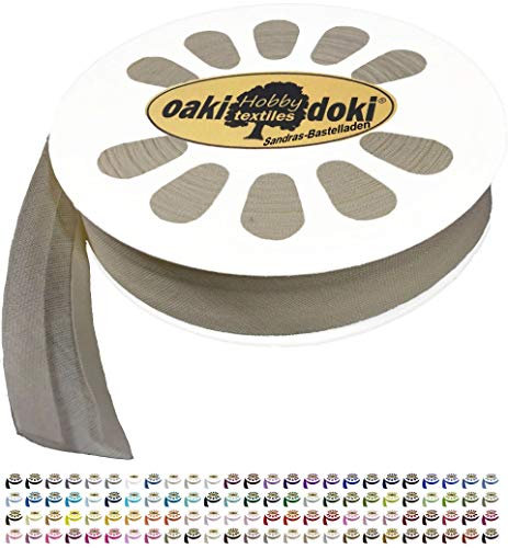 Sandras-Bastelladen 20m Schrägband/Einfassband Baumwolle Uni gefalzt Breite 20mm 886-Kaschmir-Braun