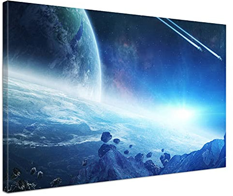 LANA KK Weltall Leinwand-Bild - Intergalaktisch - Universum, Planeten, Galaxis, Sterne in 100 x 70 cm, Premium-Qualität auf Holz-Keilrahmen
