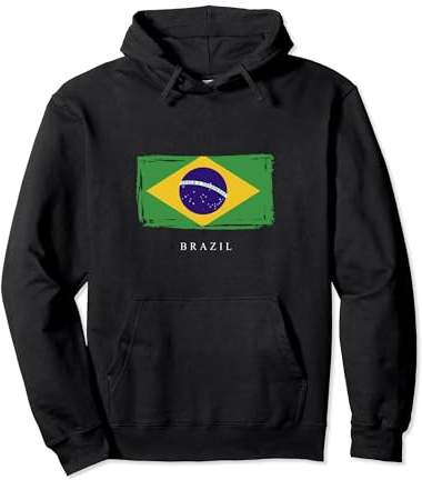 Brazil Brasile Bandiera Sud America Brasiliano Calcio Felpa con Cappuccio
