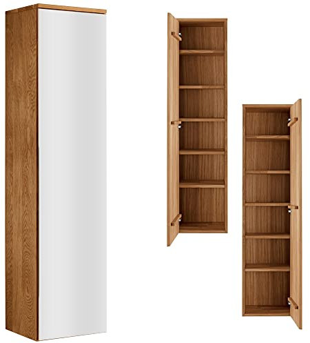 Lomadox Garderobenschrank Eiche massiv geölt mit Spiegel, B/H/T: ca. 40/165/35 cm